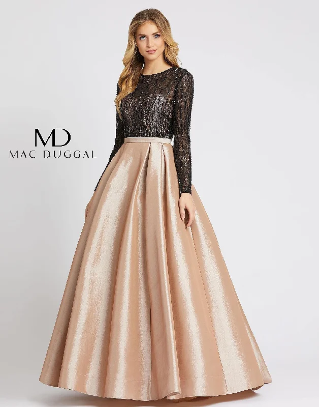 Mac Duggal 12121 Prom Long Sleeve Satin Ball Gown Versatile party dresses for any occasion