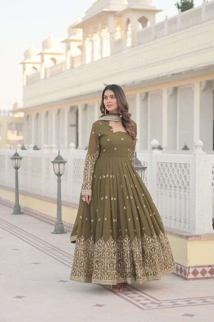 WOMENSAVTAR ELEGANCE OF GOWN WITH DUPATTA SET Best party dresses for plus size