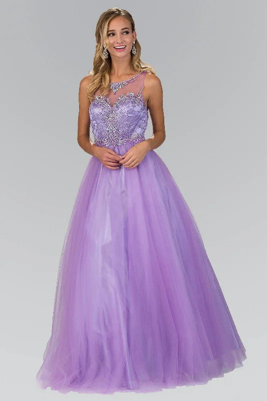 Long Prom Dress Sheer Neckline Evening Gown Classic party dresses