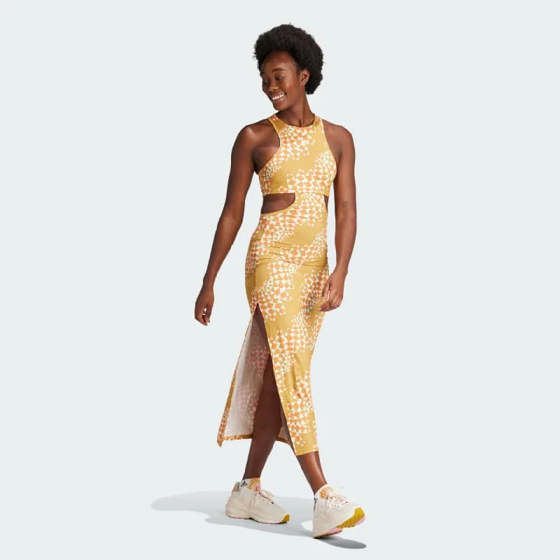 Adidas x FARM "Rio" Dress - Victory Gold / Chalk White Smocked unclassified dresses