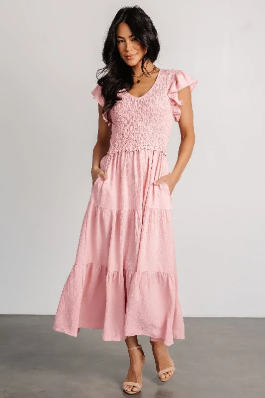 Afton Smocked Tiered Dress | Vintage Blush Mesh unclassified dresses