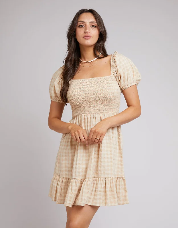 All About Eve Georgette Shirred Dress Oat Casual unclassified dresses
