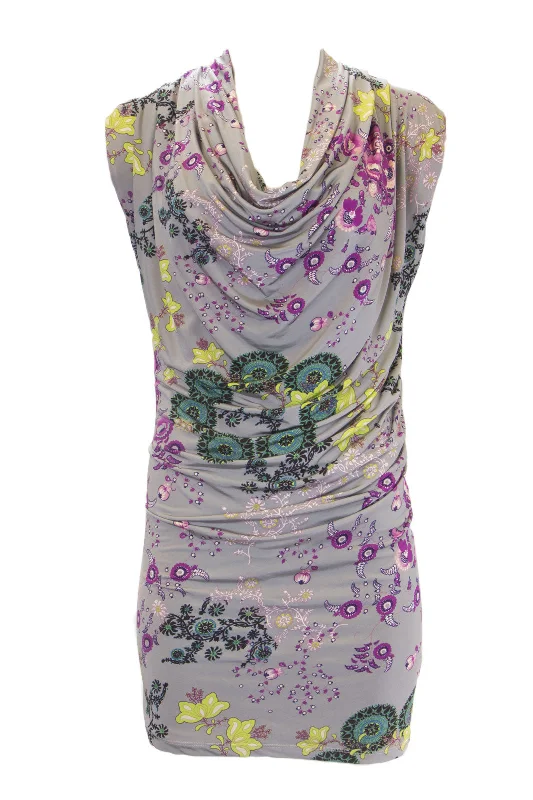 ANALILI Women's Floral Print Cowl Neck Dress 933M15 Sz X-Small Grey Girls' floral dresses ANALILI Women's Floral Print Cowl Neck Dress 933M15 Sz X-Small Grey Girls' floral dresses