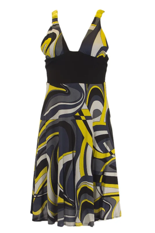 ANALILI Women's Abstract Print V-Neck A-Line Dress F802AF04 Small Yellow Maxi floral dresses ANALILI Women's Abstract Print V-Neck A-Line Dress F802AF04 Small Yellow Maxi floral dresses