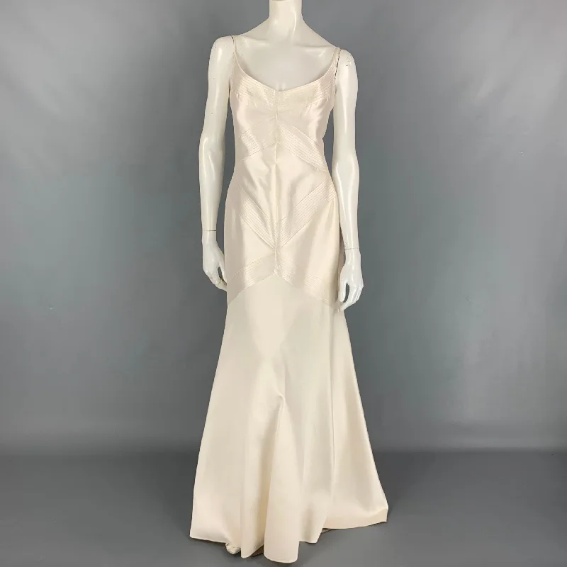 ANGEL SANCHEZ Size 10 Off White Spaghetti Straps Evening Gown Dress Petite unclassified dresses