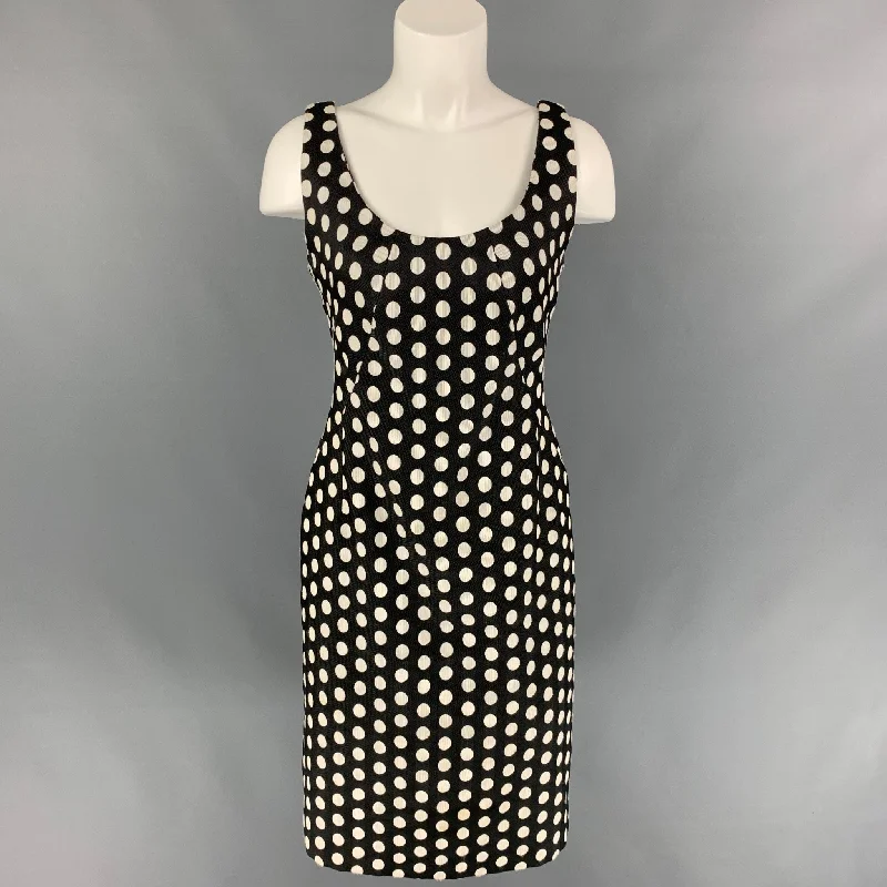 ARMANI COLLEZIONI Size 8 Black & White Polka Dot Sheath Dress Soft fabric unclassified dresses