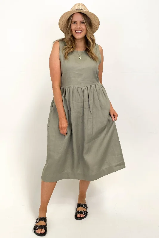 AS Colour Linen Dress Eucalyptus Stretchy unclassified dresses