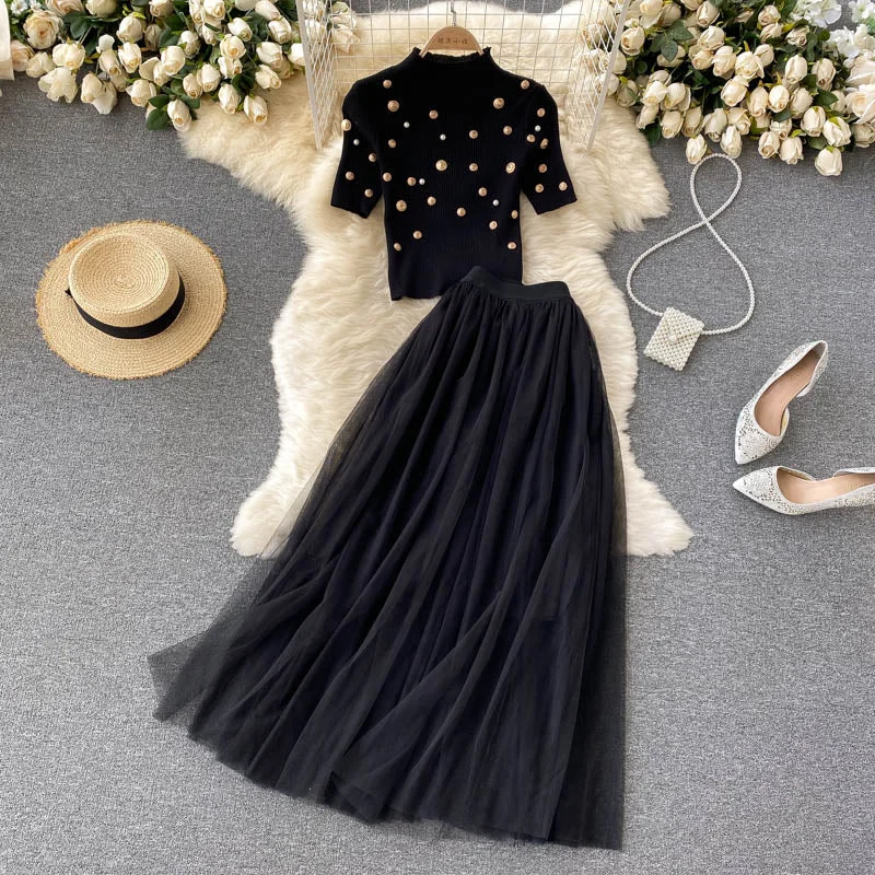 Black A line two pieces dress black fashion dress  400 Beach unclassified dresses