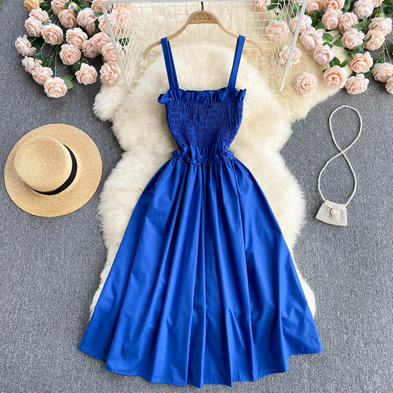 Blue A line off shoulder dress fashion dress  551 One-shoulder unclassified dresses