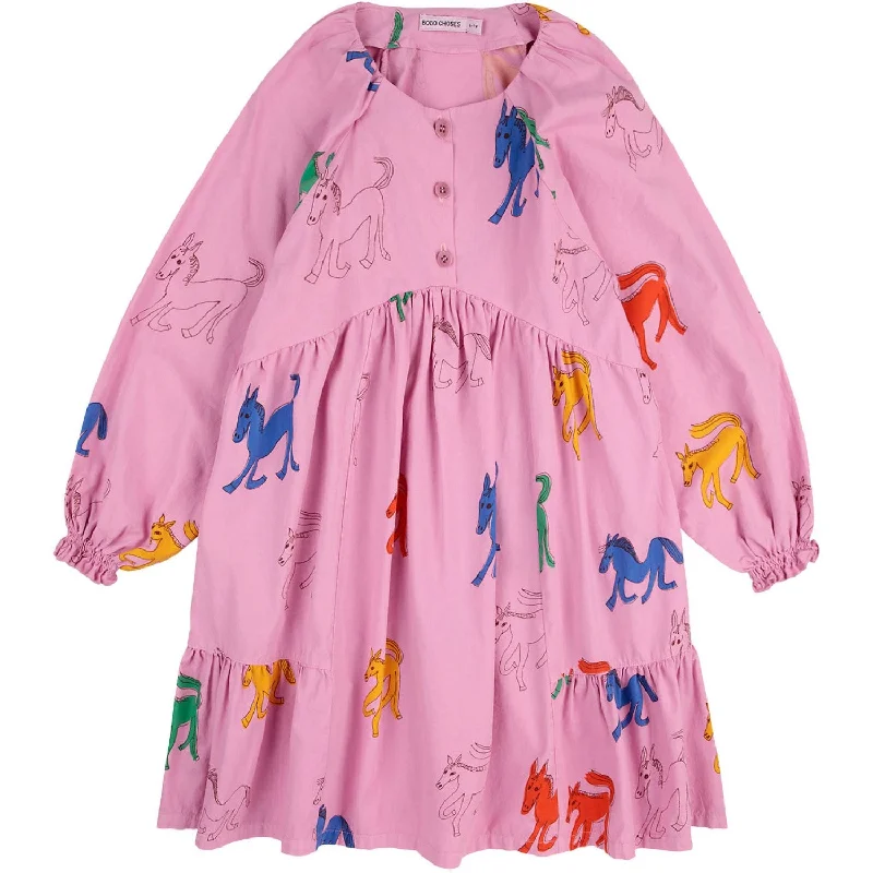 Bobo Choses Pink Wonder Horse All Over Woven Dress Street style unclassified dresses