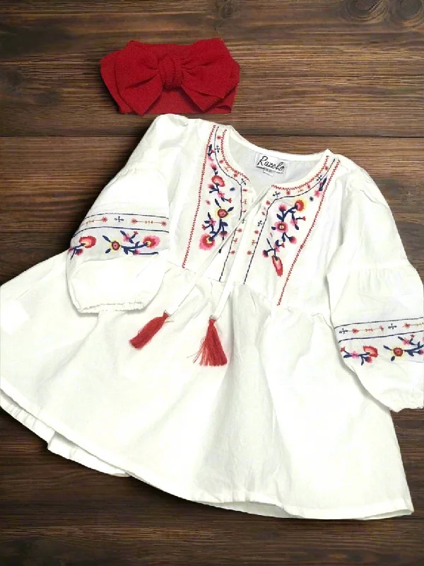 Girls' BOHO Embroidered Dress Tunic – Girls Fall Dress, Embroidered Dress, BOHO Style Lace unclassified dresses