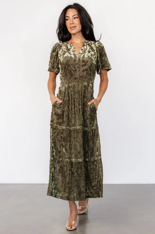 Bronwyn Velvet Dress | Olive Metallic unclassified dresses