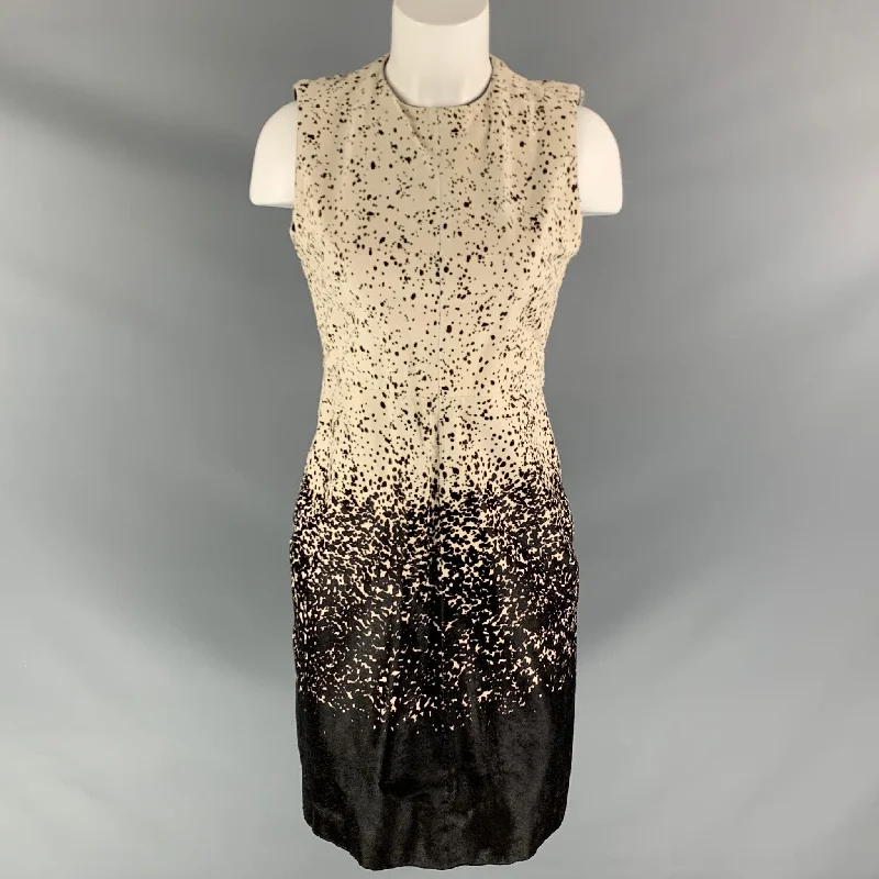 BURBERRY PRORSUM Pre-Fall 2013 Size 6 Brown Ivory Lambskin Animal Lambskin Dress Tulle unclassified dresses