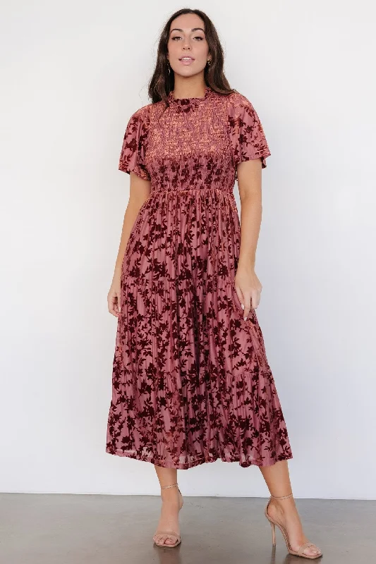 Callen Smocked Velvet Dress | Dusty Clove Elegant unclassified dresses