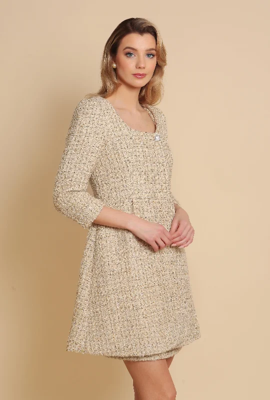 'Casablanca' Wool Tweed Dress Coat in Oro Gothic unclassified dresses