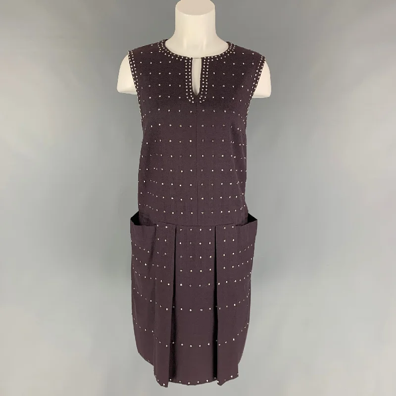 CHLOE Size 8 Eggplant Viscose Blend Sleeveless Dress Velvet unclassified dresses