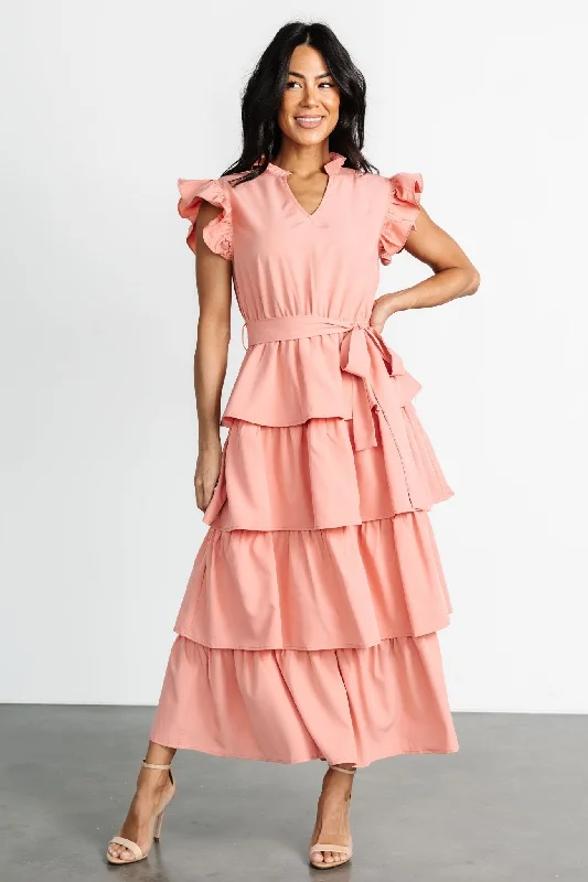 Chrysanthi Tiered Dress | Dusty Coral Stretchy unclassified dresses