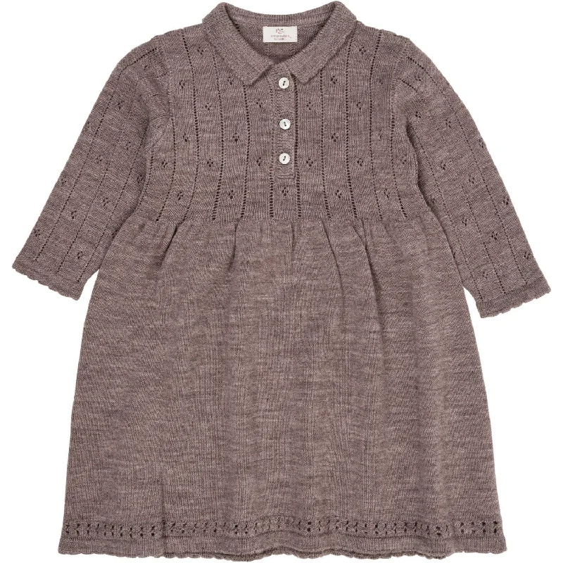 Copenhagen Colors Natural Melange Merino Pointelle Dress W. Collar Engagement unclassified dresses