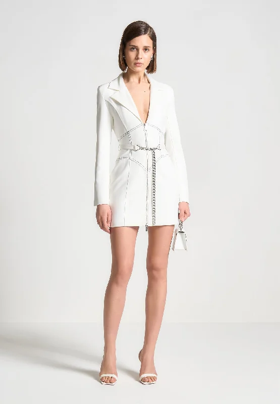 Corset Blazer Dress with Chain - White Graduation unclassified dresses