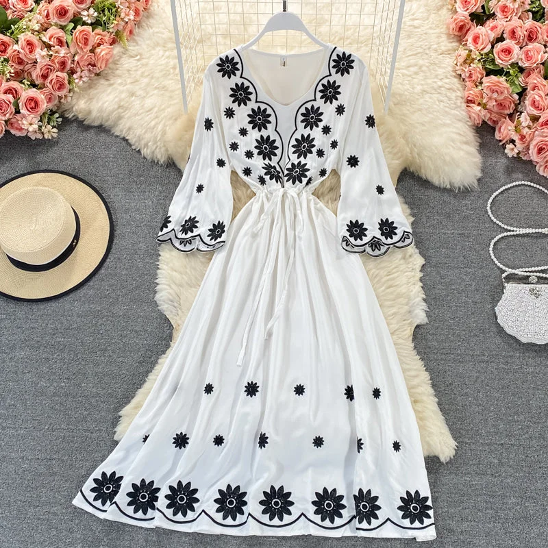 Cute A line embroidered dress  639 Y2K unclassified dresses