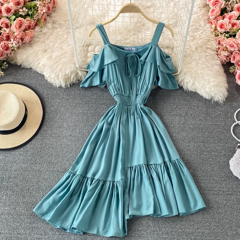 Cute A line irregular dress  623 Vacation unclassified dresses