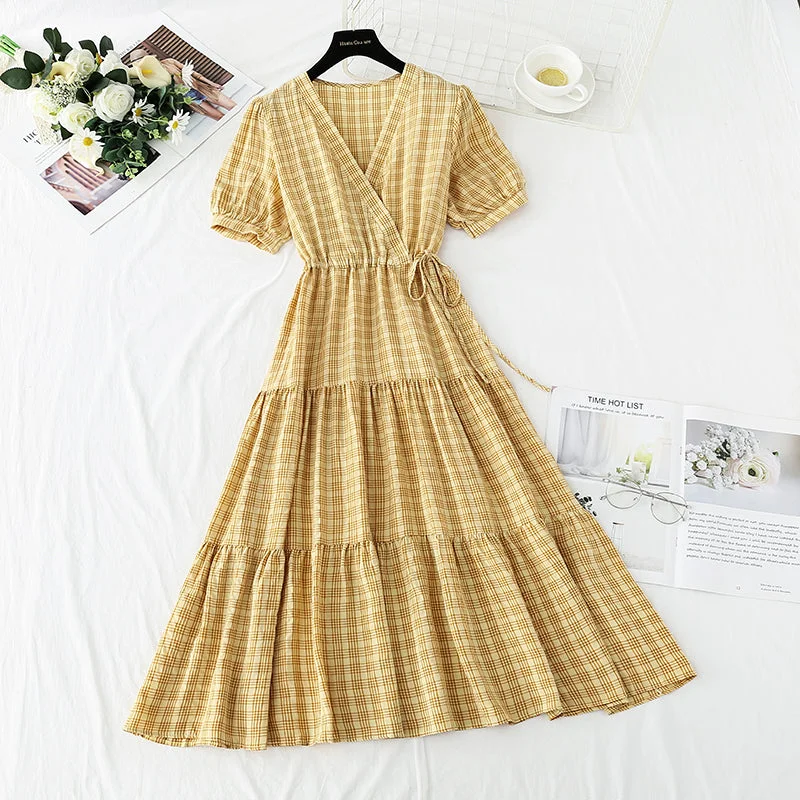 Cute plaid v neckline dress fashion dress  478 Petite unclassified dresses