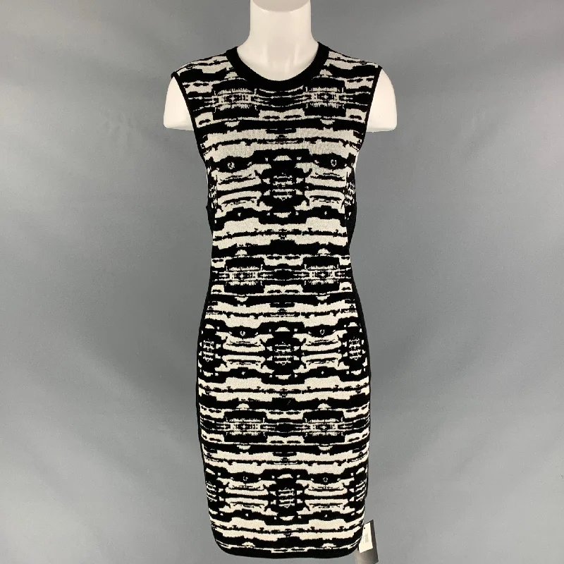 DAGMAR Size M Black & White Cotton Blend Marbled Dress Sequin unclassified dresses