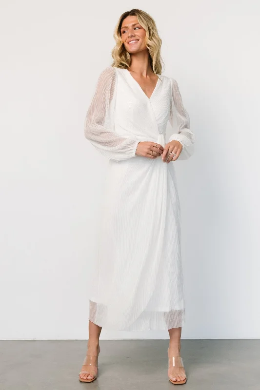 Devlyn Pleated Dress | White Shimmer Corset unclassified dresses