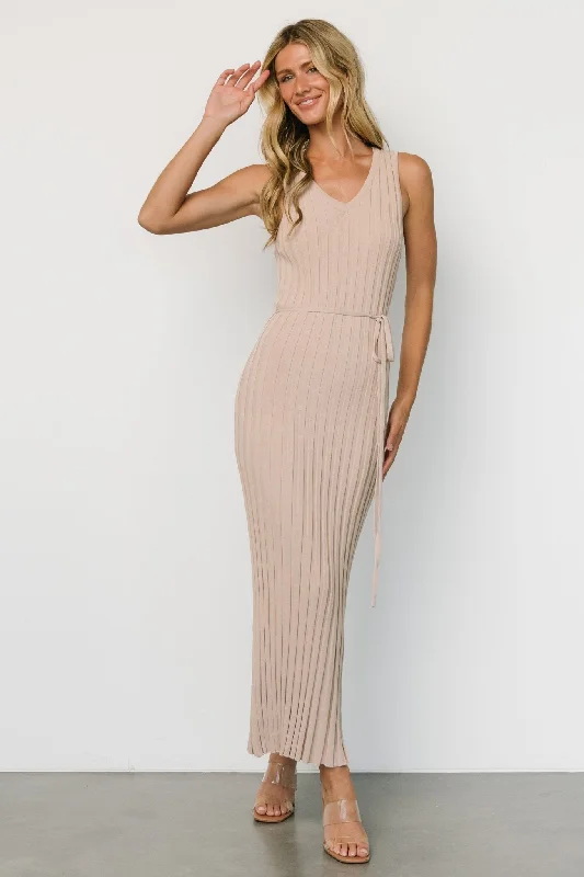 Drew Ribbed Knit Dress | Natural Bright color unclassified dresses