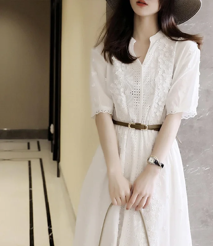 Elegant A line white cutout dress  585 Denim unclassified dresses