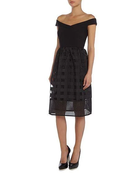 Elise Ryan Bardot Fit and Flare Dress in Black Sleeveless unclassified dresses