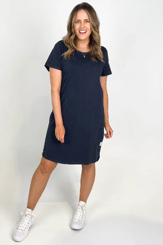 Elm Easy Livin Dress Navy Backless unclassified dresses