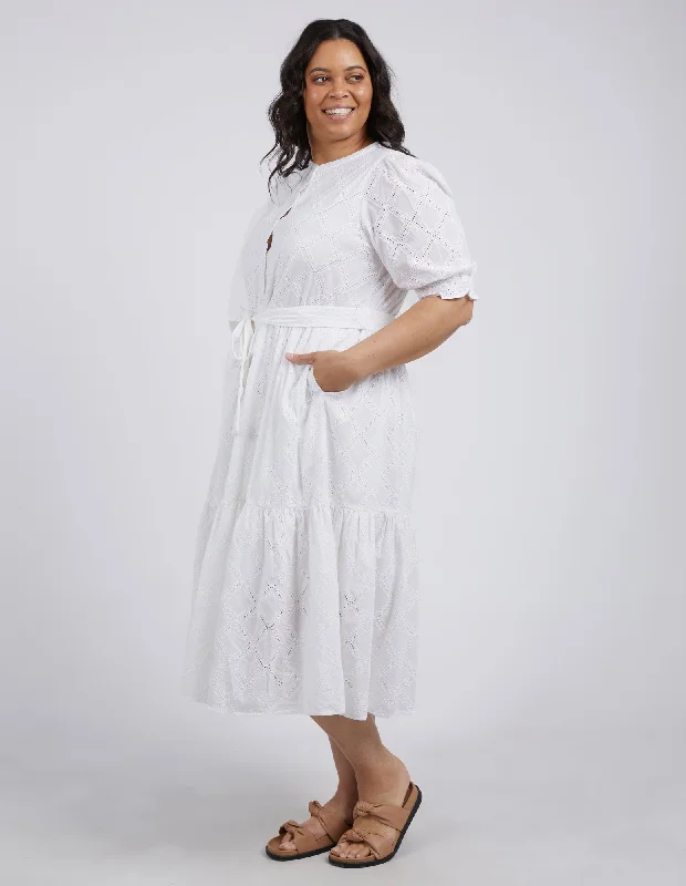 Elm Ottile Broderie Dress Pearl Striped unclassified dresses