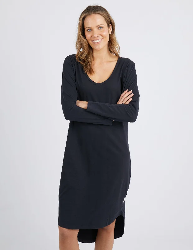 Elm Peachy L/S Tee Dress Black Short unclassified dresses