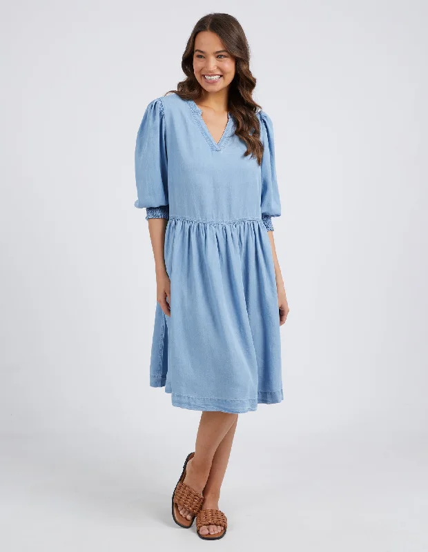 Elm Shanee Chambray Dress Blue Wash Office unclassified dresses
