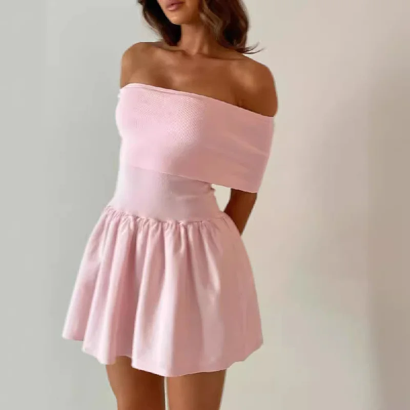 European And American Style Beach Holiday Sexy Dress Knitted Hollow-out Off Collar Fall unclassified dresses