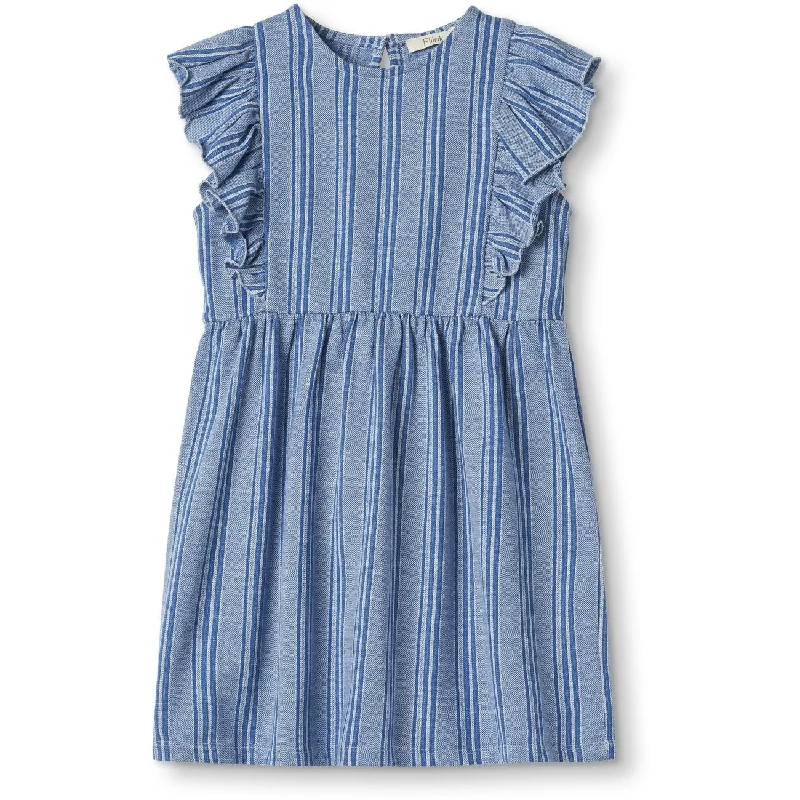 Fliink Cloud Dancer Mazerine Blue Stripe Miro Dress Mesh unclassified dresses