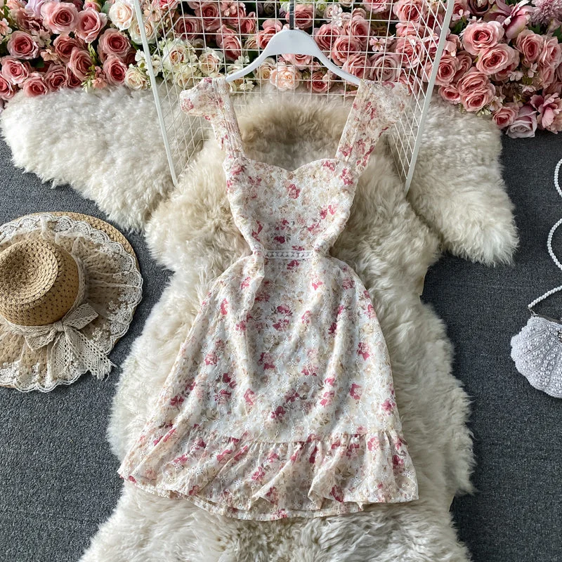 French retro suspender Lace Embroidery Floral Dress 3436 Best floral dresses for tall women French retro suspender Lace Embroidery Floral Dress 3436 Best floral dresses for tall women