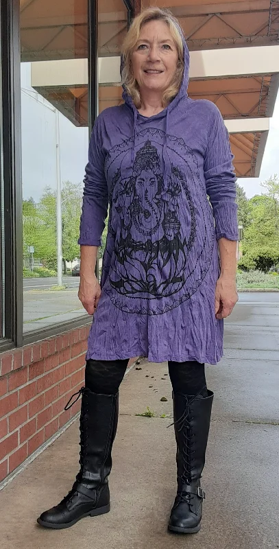 Cotton Hoodie Dress - Purple - Ganeshe Neutral tone unclassified dresses