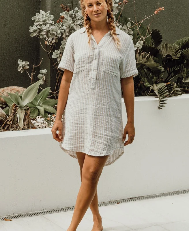 Bella Dress | Off White Stripe Engagement unclassified dresses
