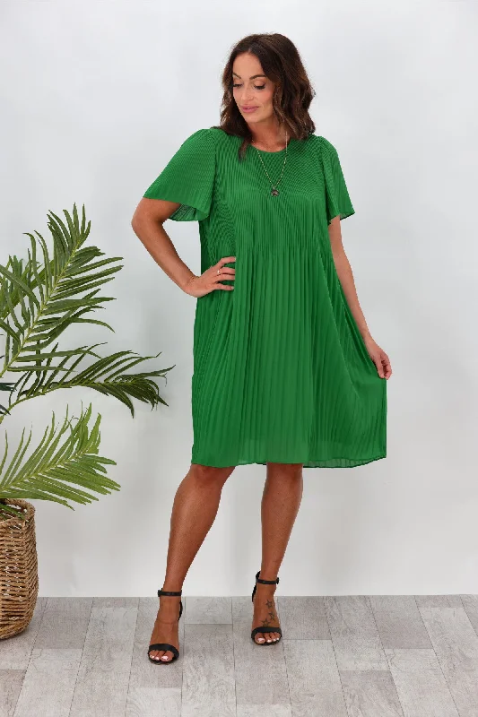 Gloss by Shine On Gigi Micro Pleated Dress Emerald Budget-friendly unclassified dresses