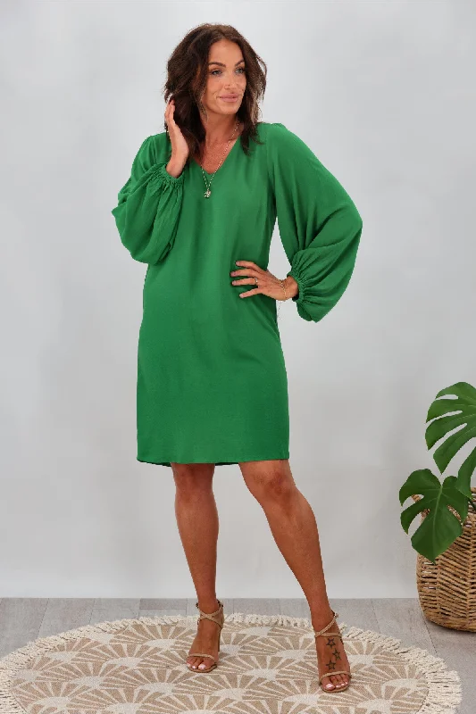 Gloss by Shine On Joni Shift Dress with Blouson Sleeve Green Corset unclassified dresses