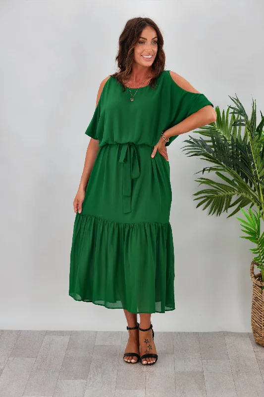 Gloss By Shine On Milan Cold Shoulder Dress Emerald Lace unclassified dresses