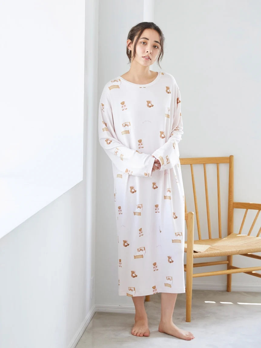 GOOD NIGHT BEAR Motif Loungewear Dress High-low unclassified dresses