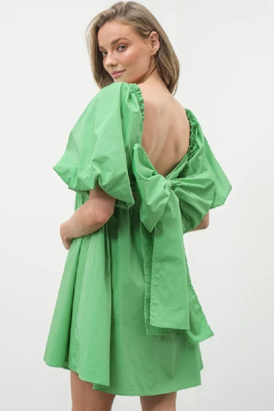 Green Bow Dress Bold pattern unclassified dresses