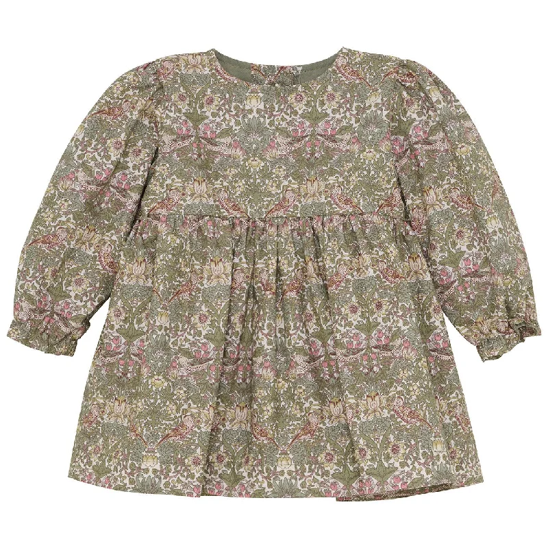 Huttelihut Deep Lichen Green Dress In Liberty Fabric Unique unclassified dresses