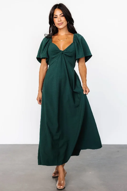 Indie Back Tie Dress | Dark Green Backless unclassified dresses
