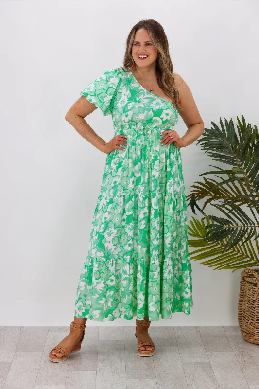 Jar Of Hearts Carita One Shoulder Dress Jade Soft fabric unclassified dresses