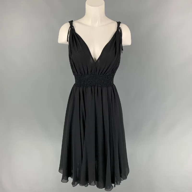 JOHN RICHMOND Size 6 Black Knotted Straps A-Line Dress Casual chic unclassified dresses