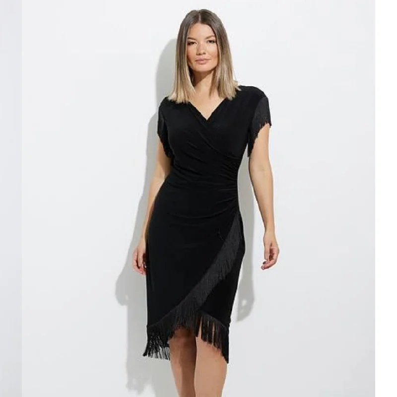 Joseph Ribkoff Black Fringe Hem Dress Festival unclassified dresses
